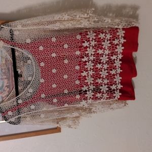 Cupio Cream Colored Lace Crochet Top 1/2 Sleeves.  Size L/XL - $8